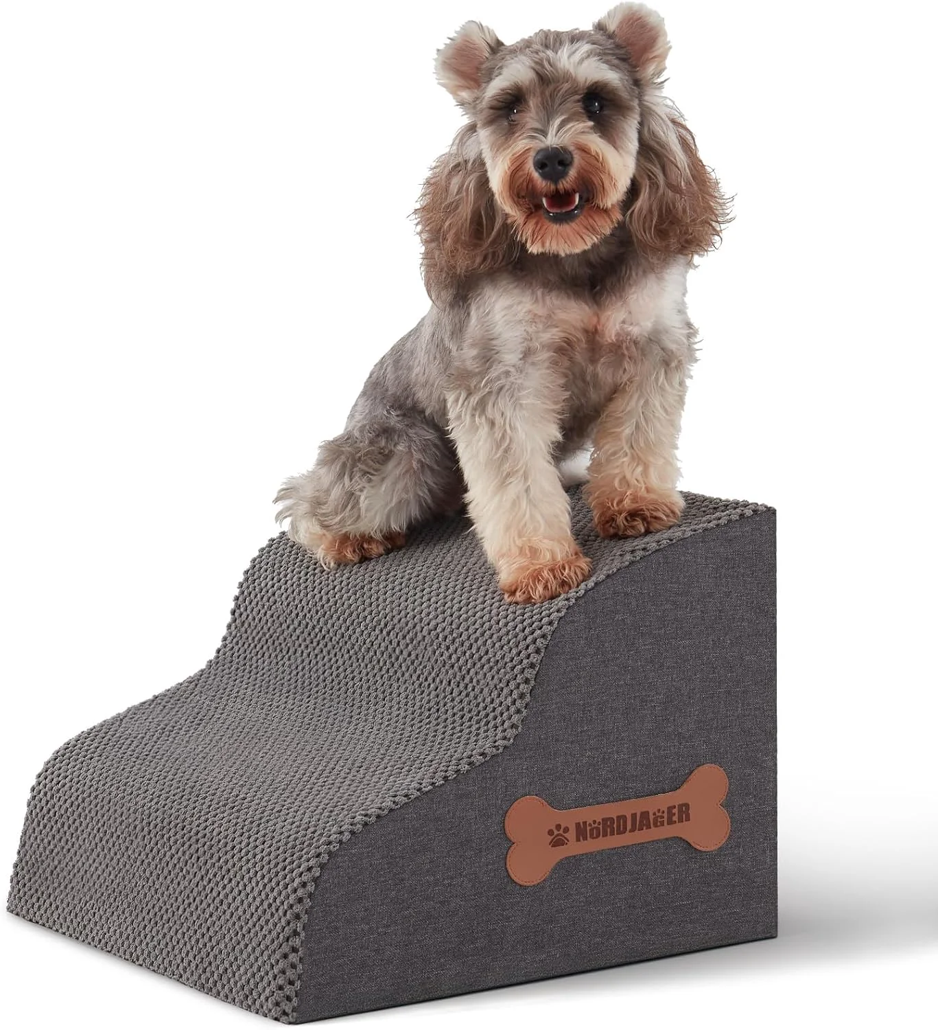 High-Grade Dog Stairs for Small Dogs and Cats 2 Steps Pet Stairs to Get on Couch Sofa and Chair Indoor Non-Slip Balanced Portable Pet Step High-Density Foam Ramp with Removable Washable Cover Grey（11.8 H） Luxury