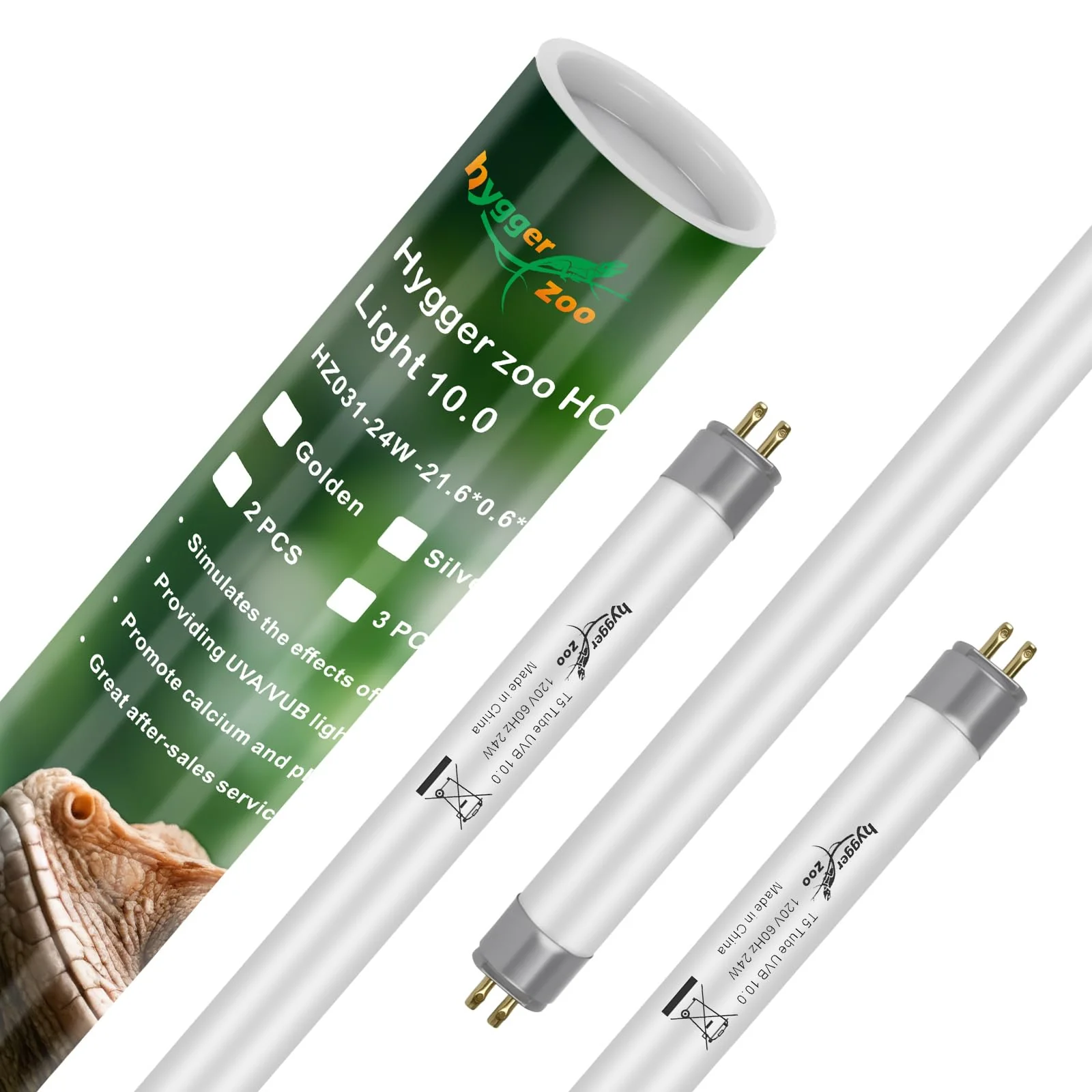 Recyclable Hygger Zoo 3-Pack UVB Reptile Light 10.0 – 24W T5 Desert UVA Lamp for Bearded Dragons More High-Grade