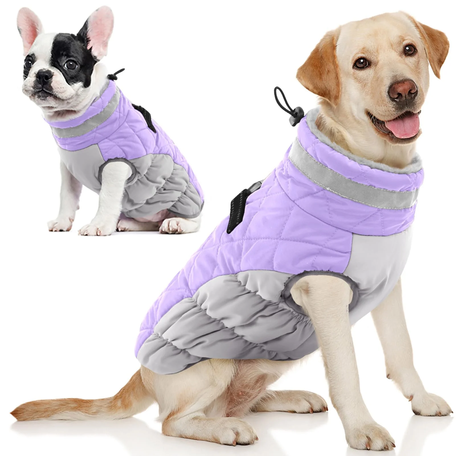 Fast AOFITEE Dog Coat - Warm Winter Jacket with Harness Reflective Water-Resistant Lilac XL Recyclable