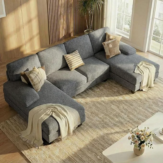 Reusable Homall Modular Sectional U Shaped Sofa Couches for Living Room Comfy Loop Yarn 4 Seat Sofa Set with Removable Pillows Lounge Chaise Upholstered Couch for Apartment Loop Yarn Pearl Gray About ThisOverview High-Performance