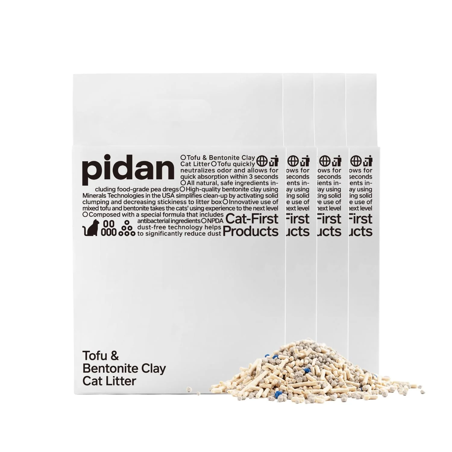 Recyclable pidan Mix Cat Litter Tofu Bentonite 70 30 Fast Clumping Odor Control Flushable 4 x 5.3 lb Efficient