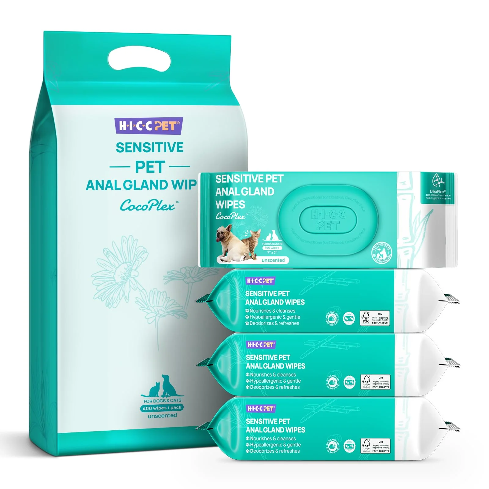 Reliable HICC PET Wipes for Dogs Cats – Vet- Hypoallergenic Hydrating Cleaning Wipes Superior
