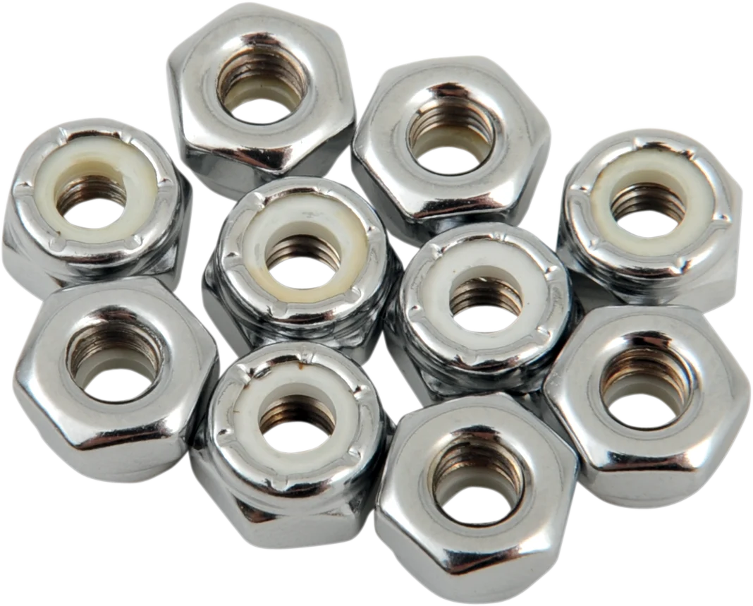 Practical DRAG SPECIALTIES Nuts - Nylon - Chrome - 10-32 MPB272 World-Class