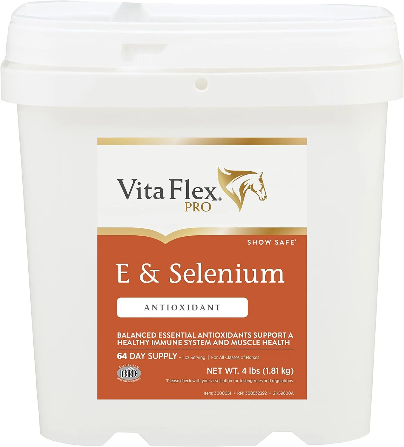 Relaxed Pro E and Horse Selenium Supplement Balanced Essential Antioxidants 4 Pound 64-Day Supply Pure