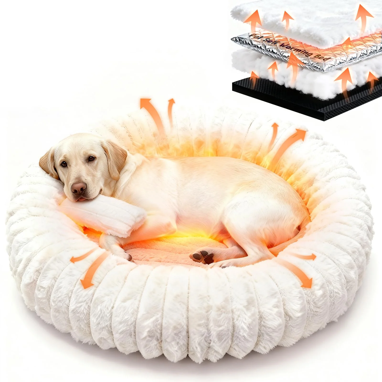 Original Design QOKO Self-Warming Donut Bed for Large Dogs Egg Tart Design L Fine Crafted