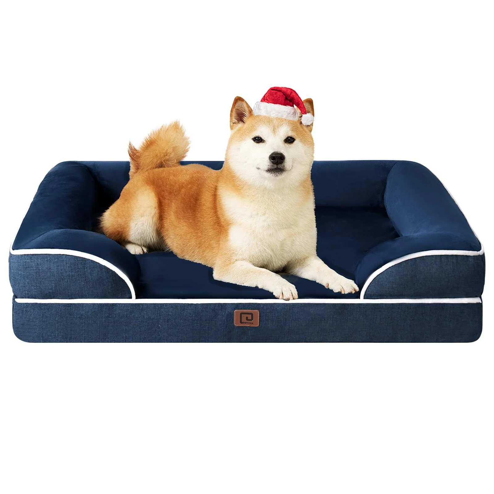 Original EHEYCIGA Orthopedic Dog Bed for Large Dogs – Waterproof Memory Foam 3-Sided Bolsters Navy Authentic