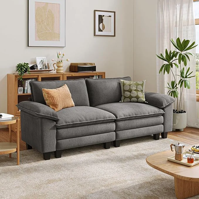 Practical LINSY HOME 90'' Cloud Loveseat Sofa Modular Sectional Couches Corduroy Cloud Couch Soft Modern Comfy Love Seat Sofa Set for Living Room Apartment Office GreyAbout ThisOverview Certified