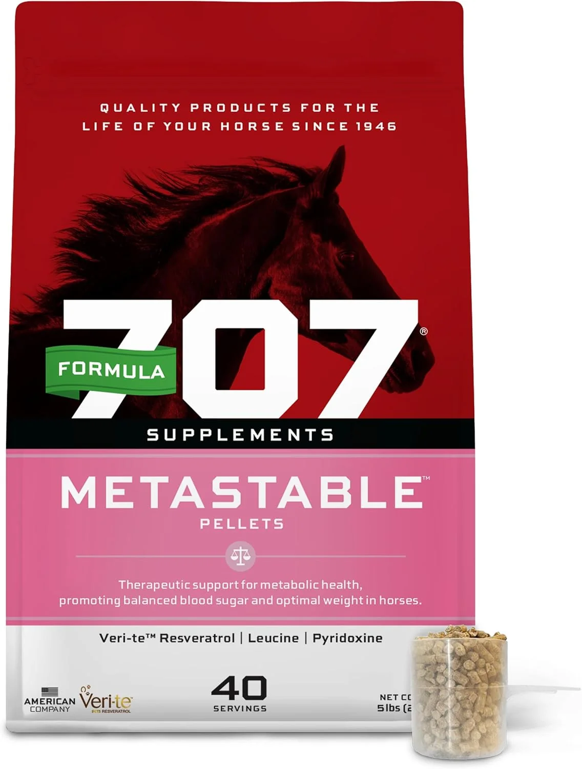 Superior Formula 707 MetaStable Pellets for Horses 5 lb Bag – 40 Servings – University-Studied Support for Horses with Laminitis Insulin Resistance Metabolic Disorders Carefully Designed