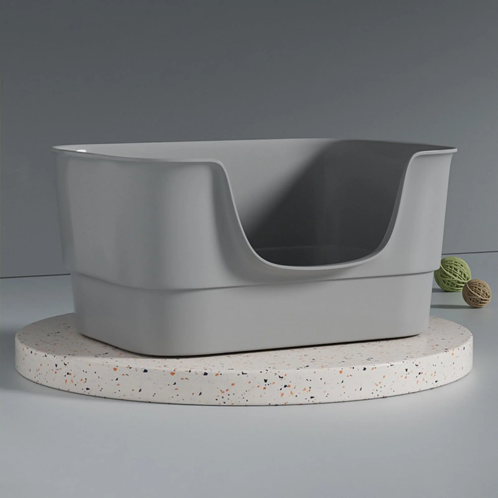 Optimized LoopTime Extra Large Cat Litter Box with High Sides – Jumbo Indoor XL Grey High-End