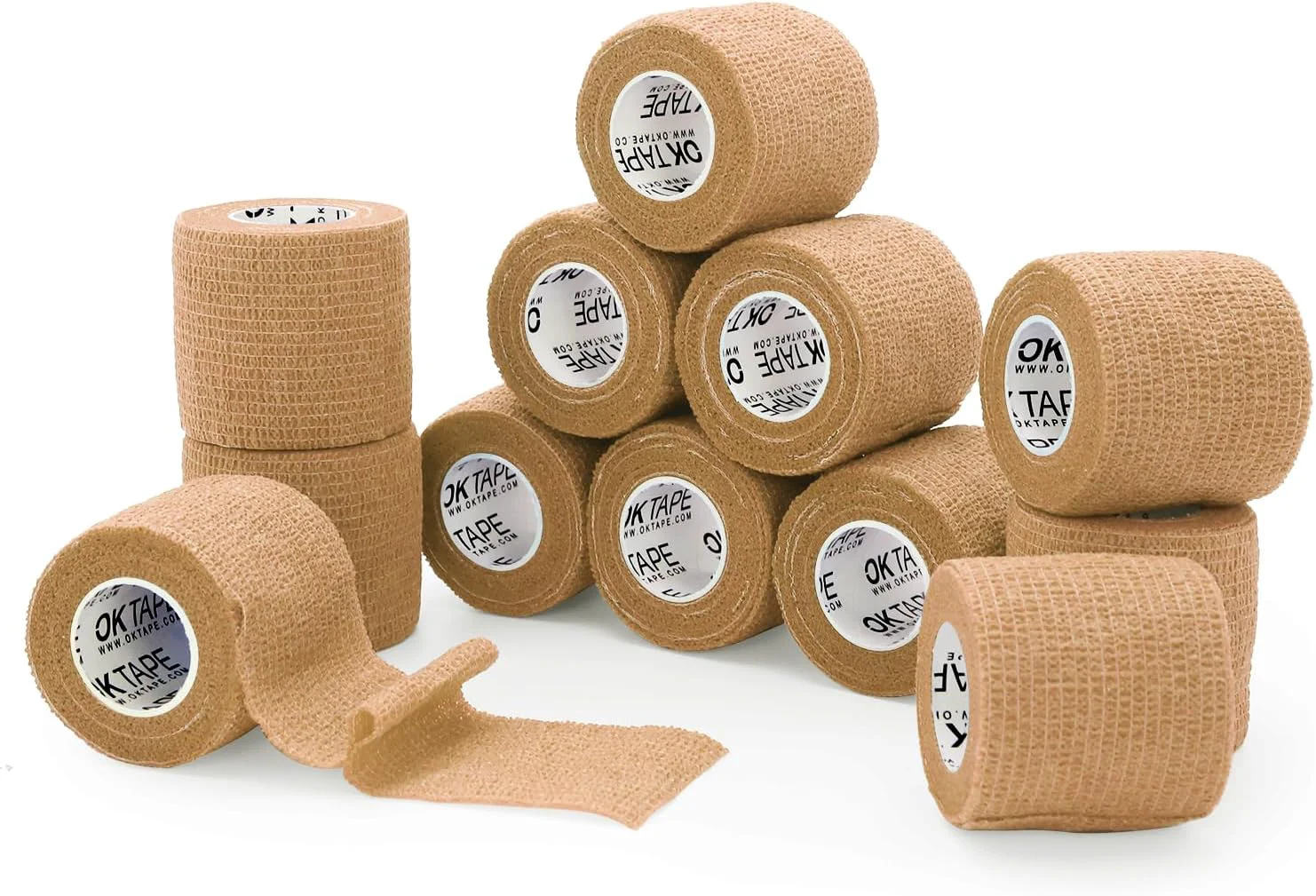 Sustainable OK TAPE Self Adherent Cohesive Bandages Wrap 12Packs 2 Inches X 5 Yards Non-Woven Self Adhesive Athletic Sports wrap Tape Vet Wrap Bandages Tape for Thumb Finger Wrist Ankle Beige Innovative