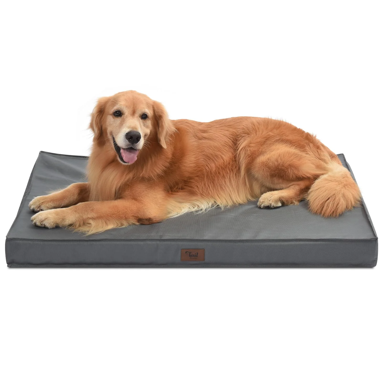 First-Class Tail Stories Outdoor Extra Large Dog Bed - Waterproof XL Egg-Crate Foam with Removable Cover Grey Classic