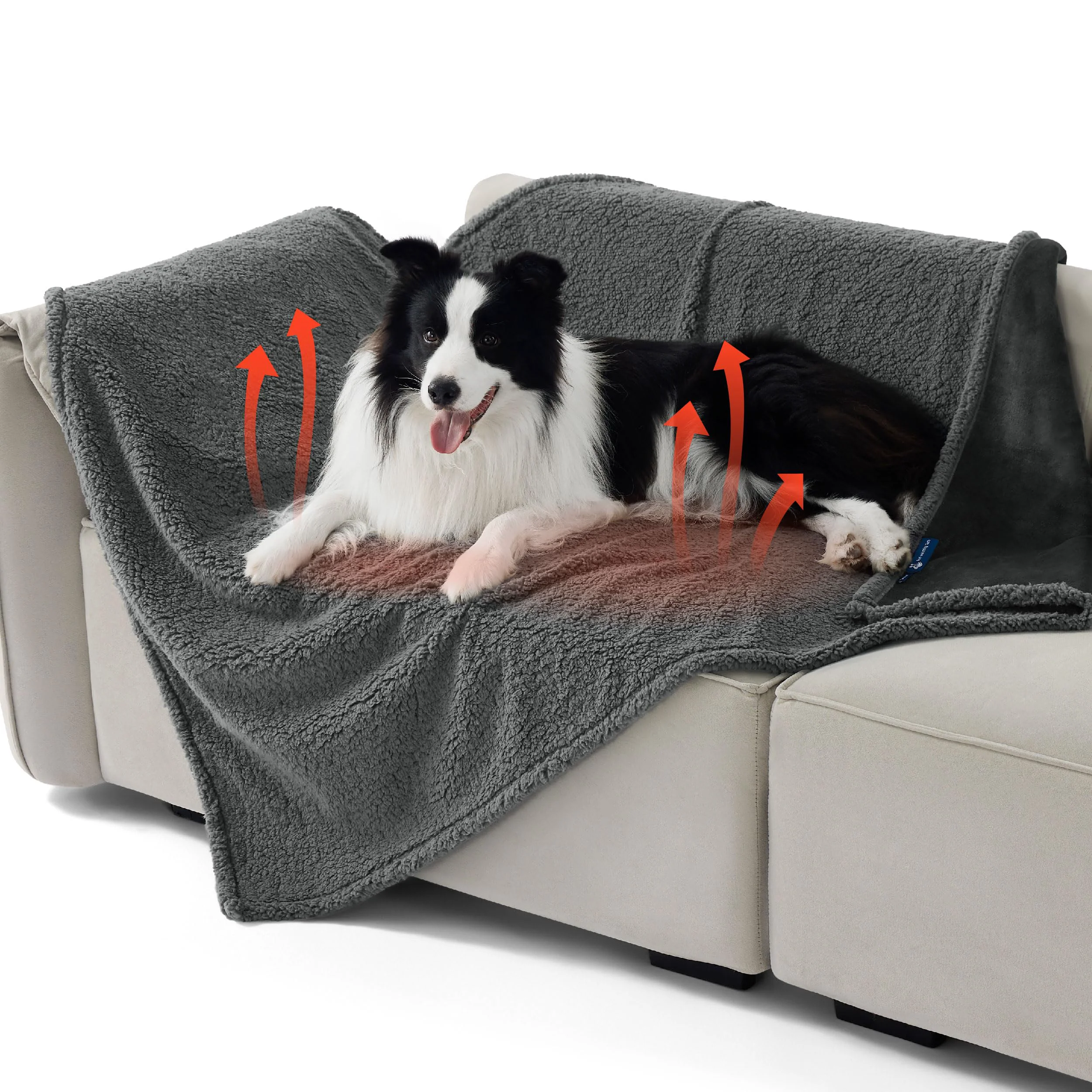 Sophisticated Bedsure Self-Warming Blanket for Extra Large Dogs – 50x60 Grey Waterproof Inner Lining Sherpa Fleece Reversible Throw Powerful
