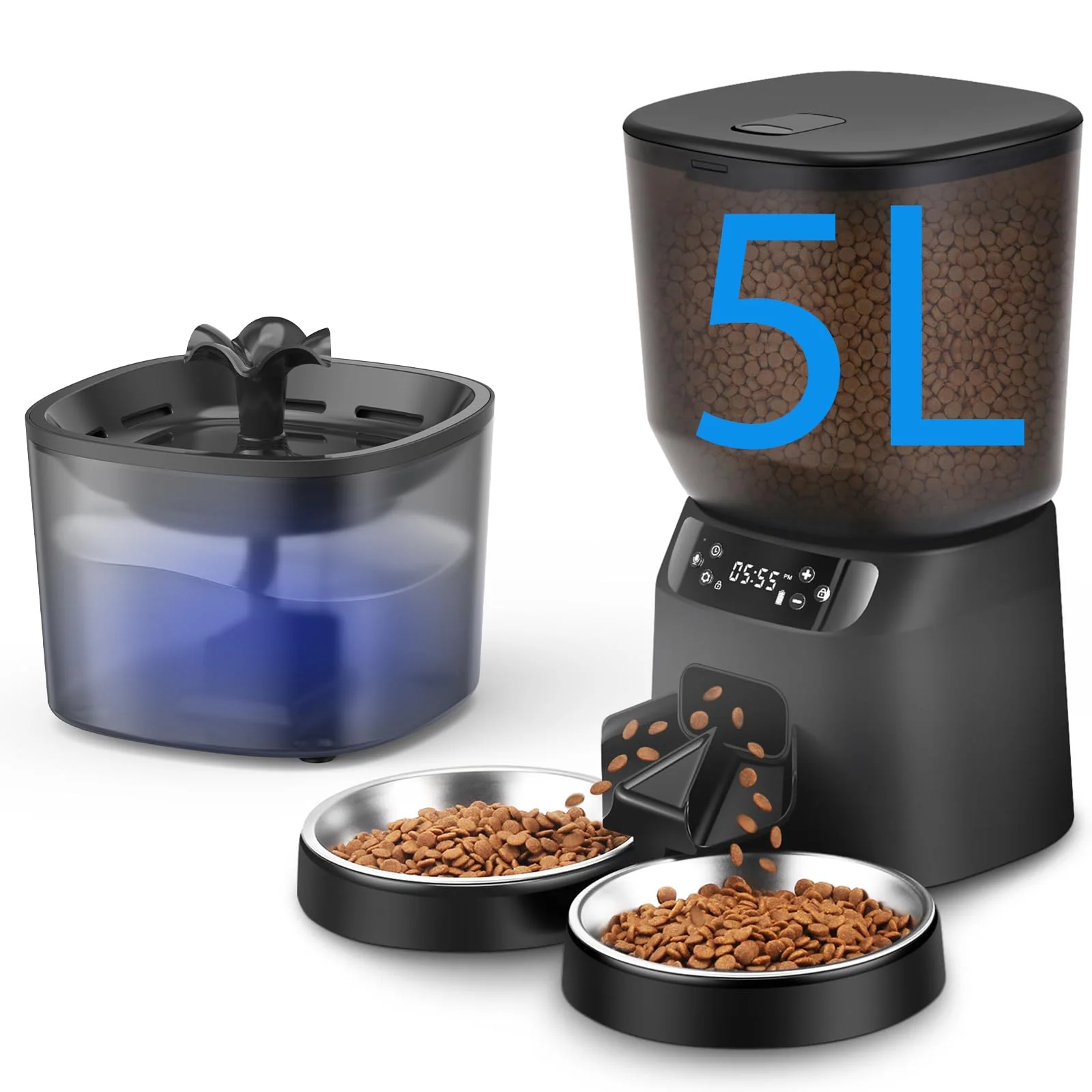 Genuine CORGOTE Automatic Cat Feeder Water Fountain – 5L Food Dispenser 2L Hydration System Timed Feeding Secure
