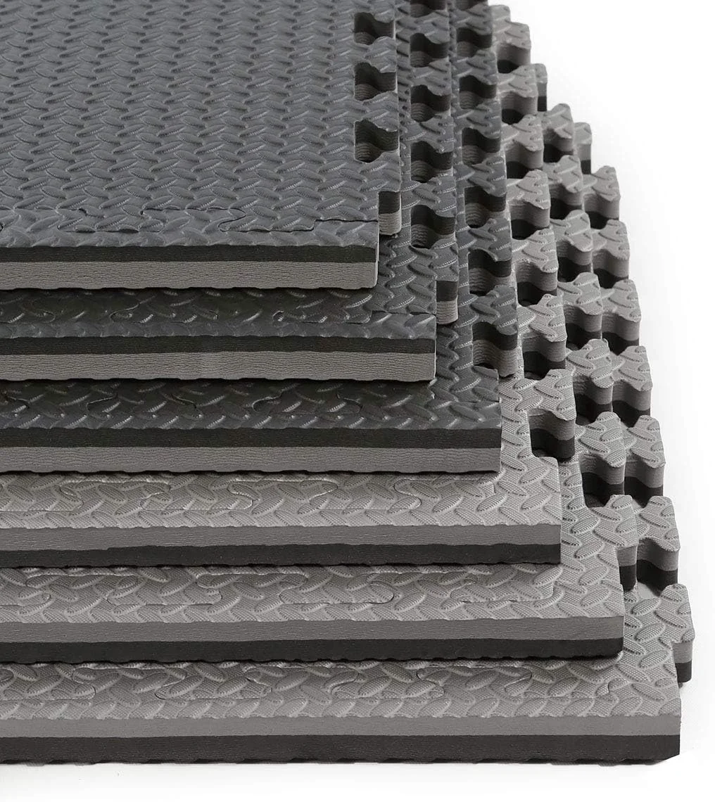 Modern Xspec 1 Extra Thick 48 sq ft Reversible EVA Gym Foam Floor Mat Tiles 24 x 24 Steel Pattern 12 pcs Black Grey Easy-to-Use