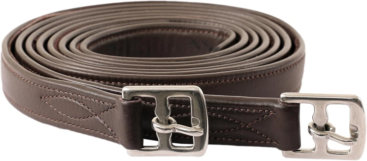 Reusable Exion FlexiStrong Stirrup Leathers for English Saddle Ultra-Soft Cow Calfskin with Nylon Core 1 Wide Stirrup Leathers for Daily Use Sizes 48 to 62 Black Brown Prestigious