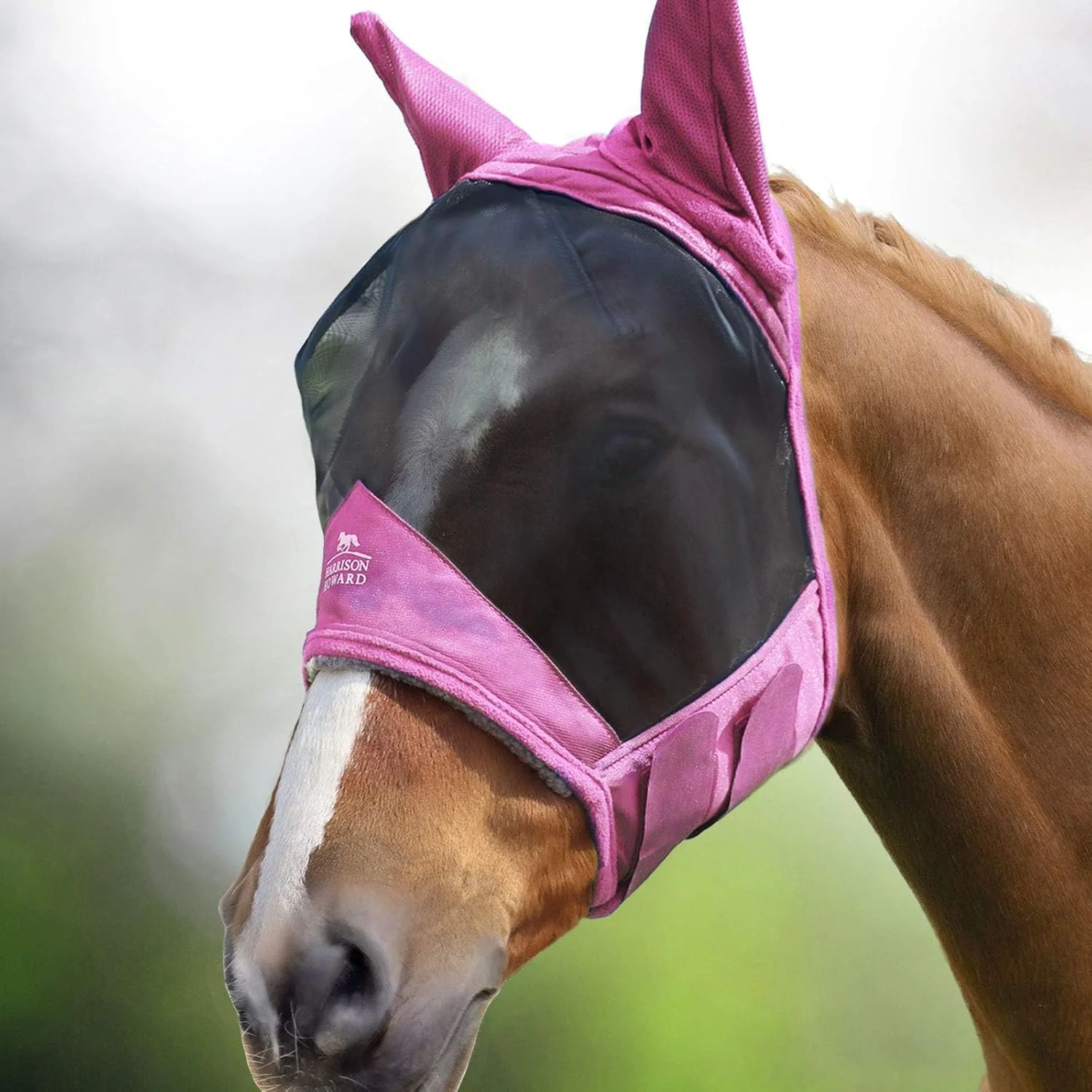 Outstanding Harrison Howard CareMaster Pro Luminous Horse Fly Mask Large Eye Space Standard with Ears UV Protection for Horse Light Pink XL Extra Full Original Design