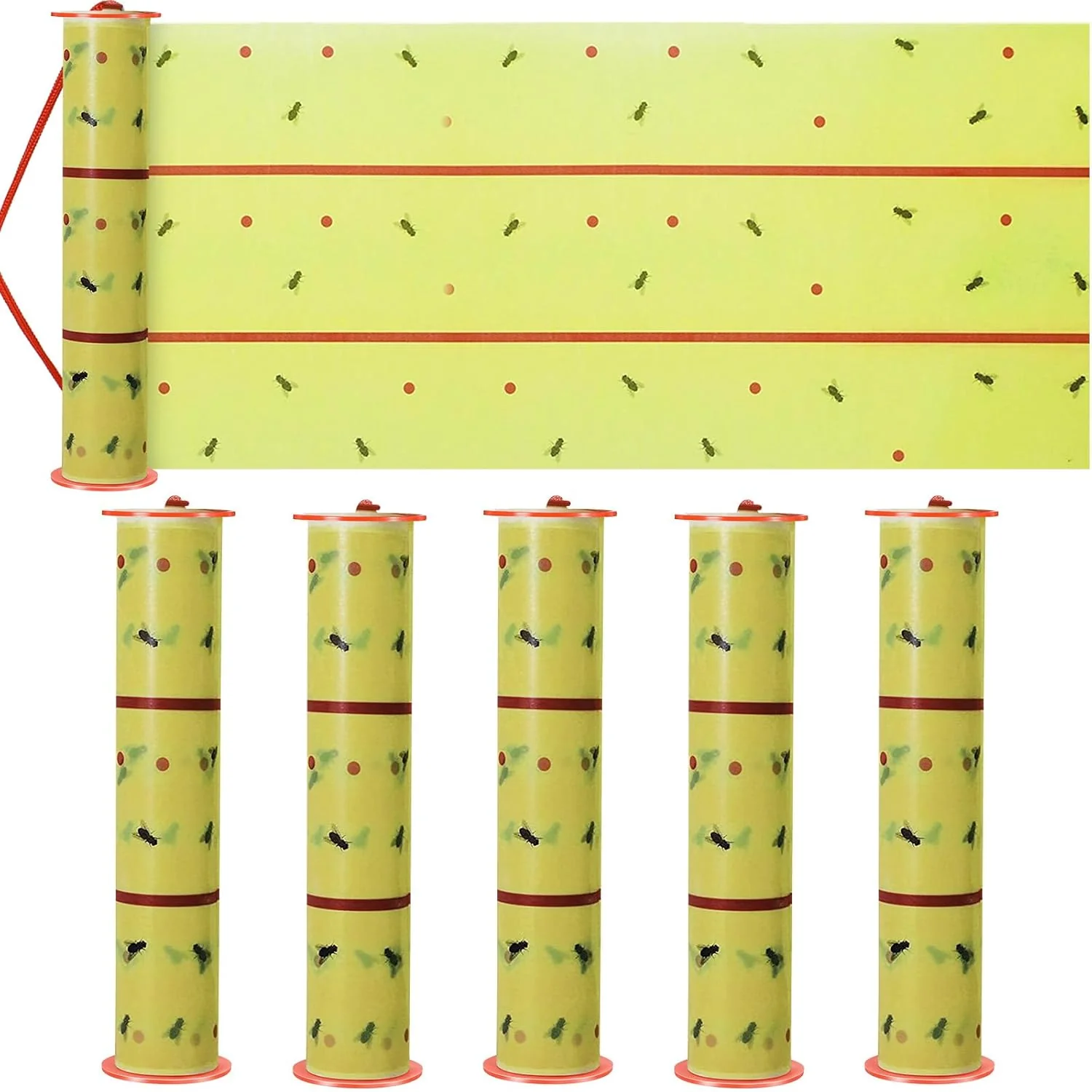 Pure Qualirey Giant Sticky Fly Traps 30 Feet Fly Strips for Indoor Outdoor Hanging Flying Tapes Non Toxic Ribbon Fruit Gnat Killer for Mosquito Plants House Horse Stable Fluorescent Green 5 Pcs Proven