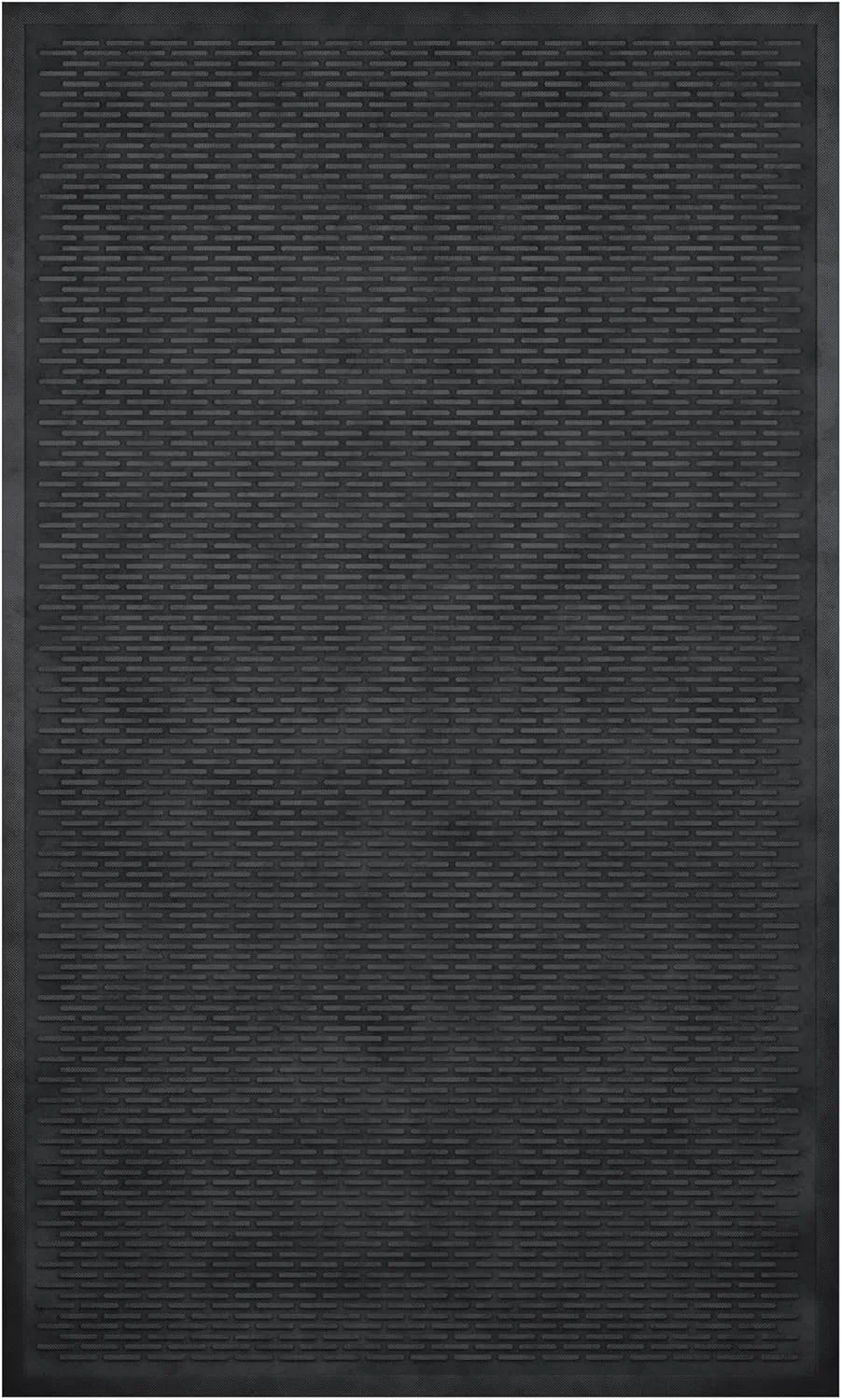 High-Quality Indoor Outdoor Hose-Wash Ribbed Design Non-Slip Rubber 3x5 Modern Area Rug for Living Room Bedroom Dining Room Office 35 x 60 Black Fast