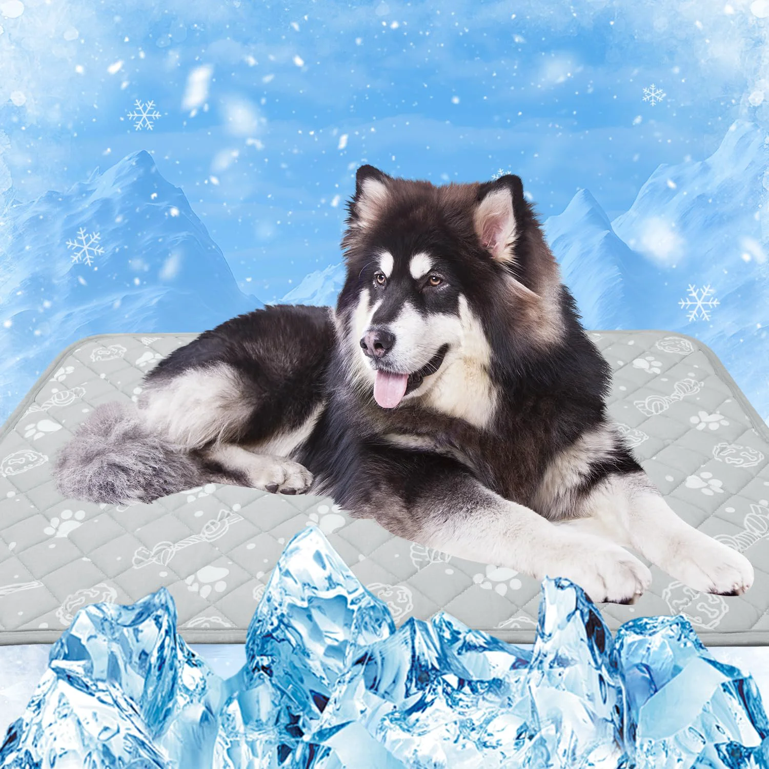 Original Design MH MYLUNE HOME Self Cooling Mat for Large Dog – Arc-Chill Cooling Fiber Color-Changing Pad Foldable Washable 39 x59 Secure