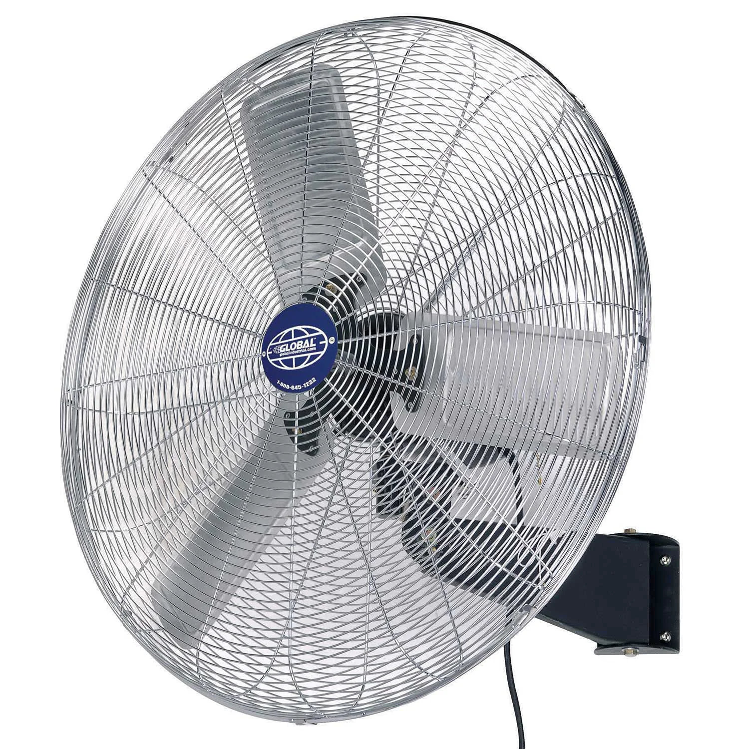 Eco-Friendly Global Industrial Deluxe Wall Mount Fan 30 Diameter Fixed and Oscillating Head 3 Speed 10 000 CFM at 1100 RPM 1 2 HP Tilting Head For Indoor Use Only Fine Crafted