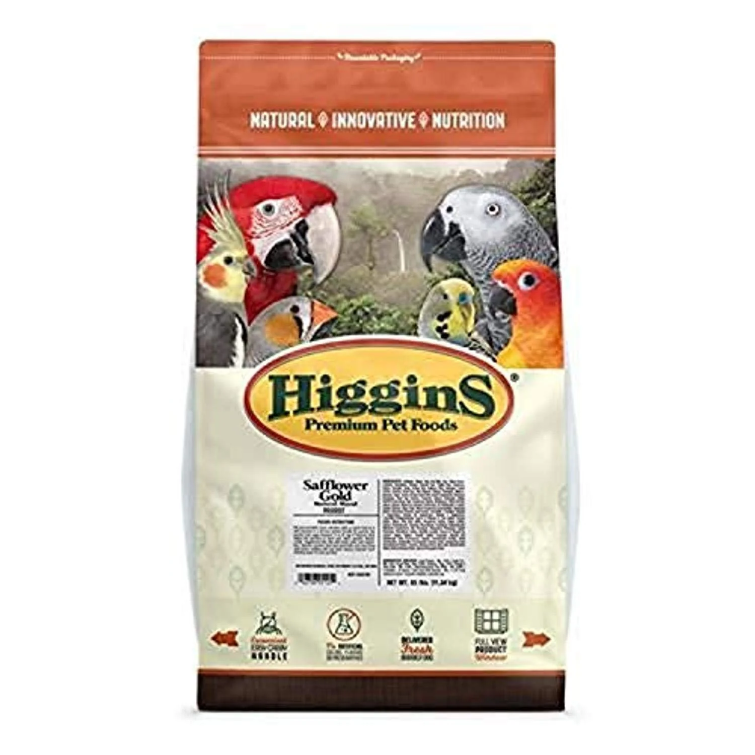 High-Performance Higgins Safflower Gold Parrot Food 25-Pound Smooth