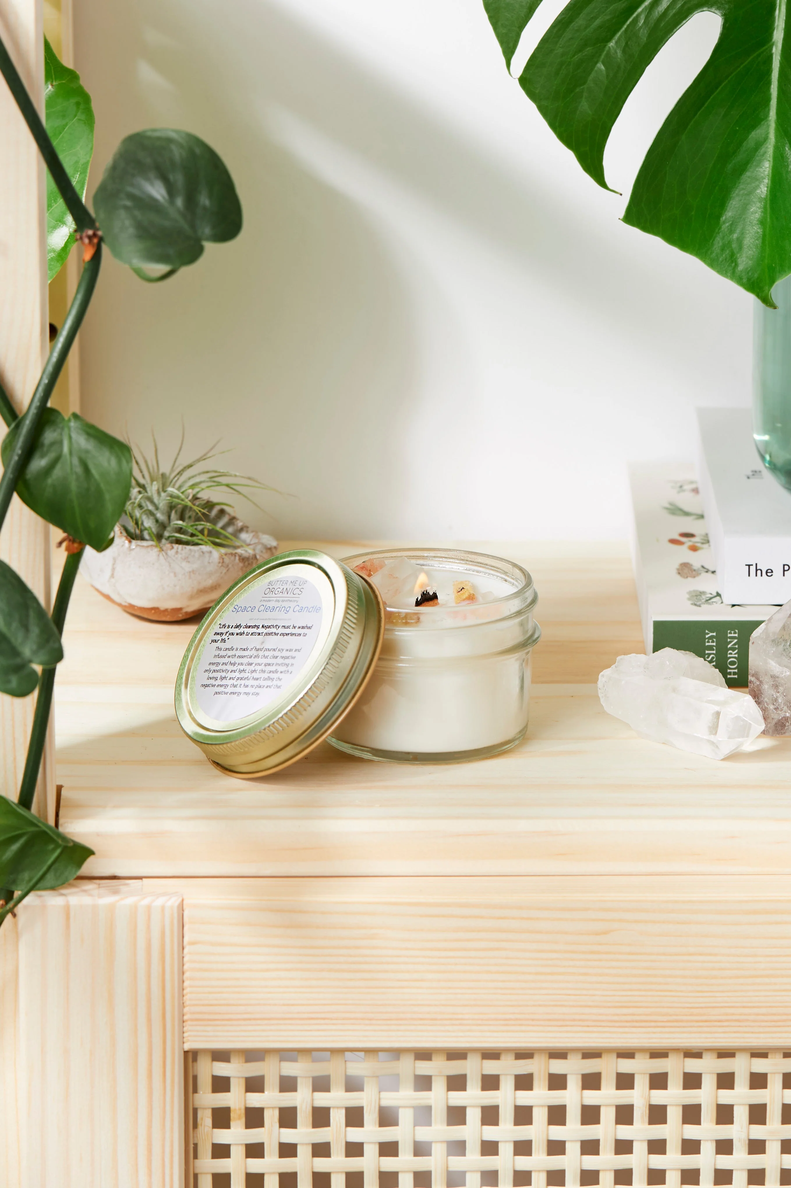 Optimized Space Clearing Candle Intention Candle Organic Soy Candle Candle with Crystals Cleansing Candle Eco-Friendly