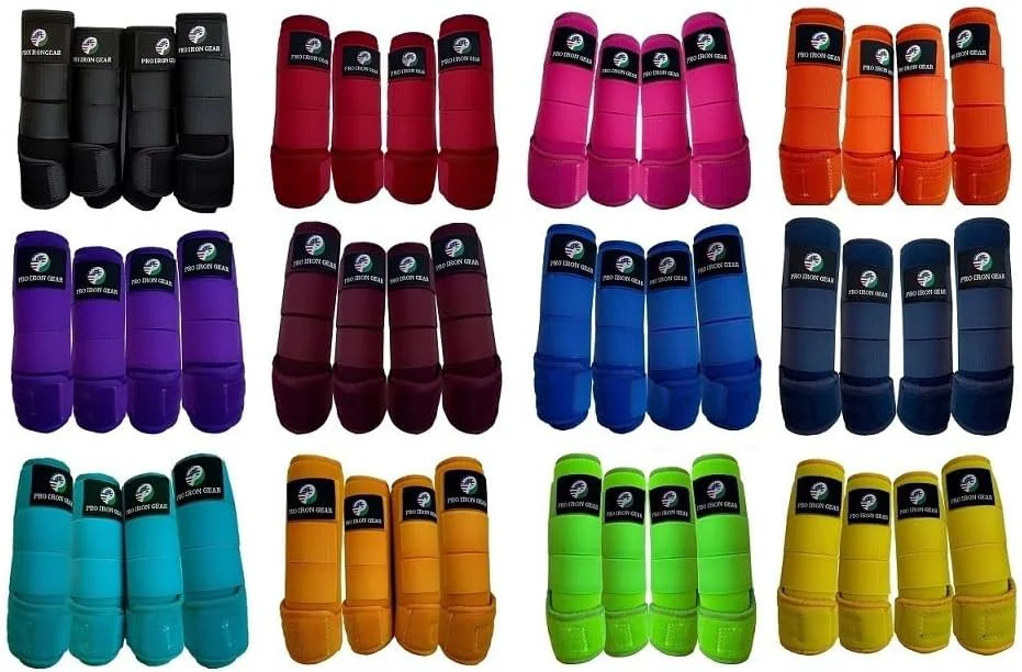 Refined Horse Medicine Brushing Boots Leg Wraps Protection Gear Set of 2 and Set of 4 in 14 Colors Contemporary