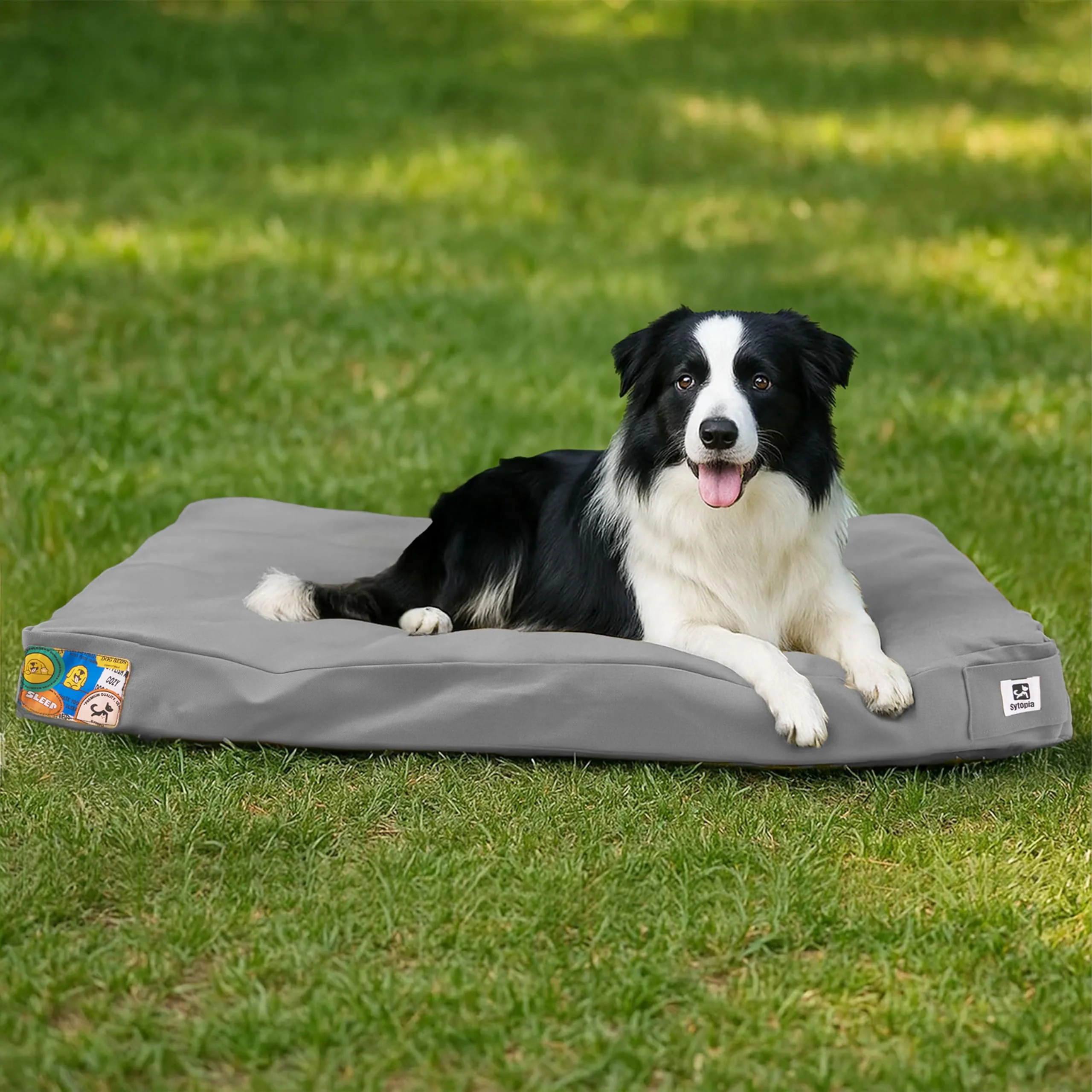 Enhanced Sytopia 36-inch Outdoor Canvas Dog Bed – Waterproof Removable Cover Chew-Resistant for Large Dogs Casual