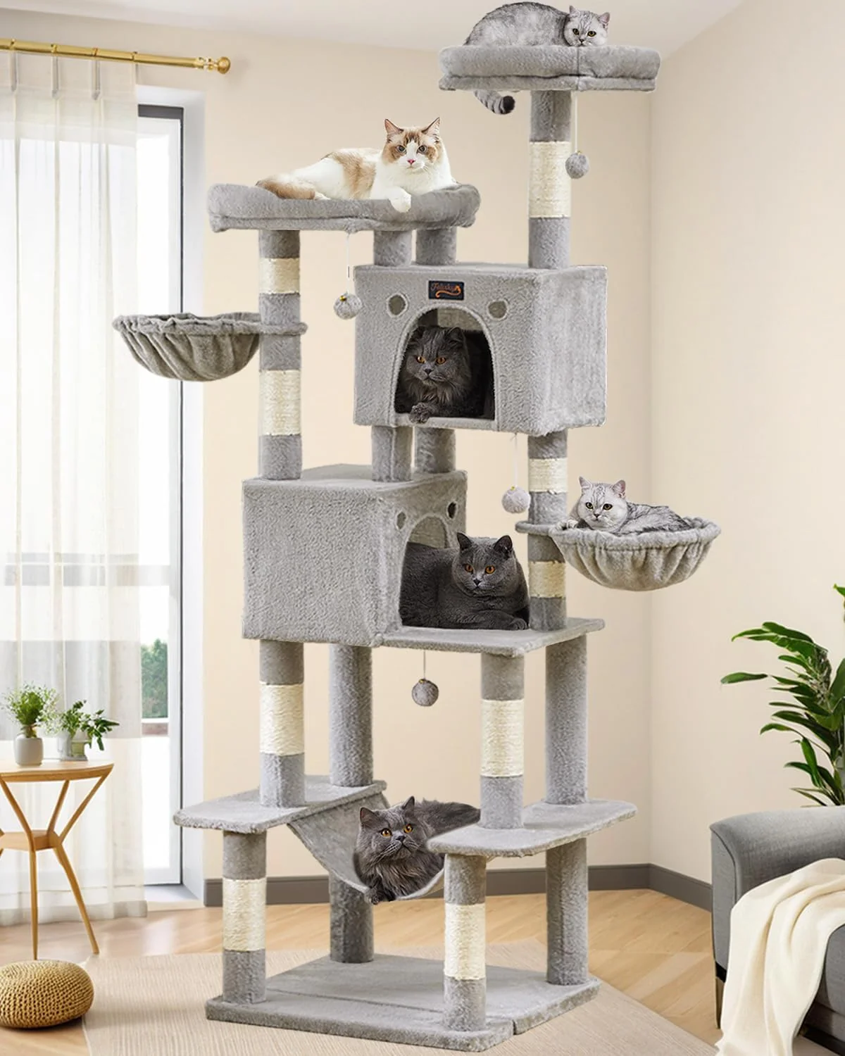 Original Design Feliskyn Large Cat Tree Tower 74.8 Inch – Heavy-Duty Indoor Cat Condo for Big Cats Reusable