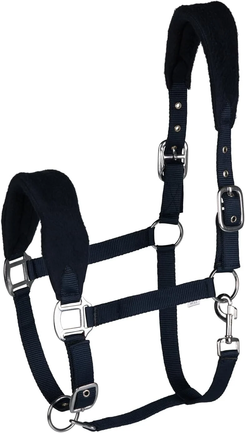 Smart HORZE Kiel Adjustable Horse Halter with Fleece Padding - Dark Navy - Horse Organic