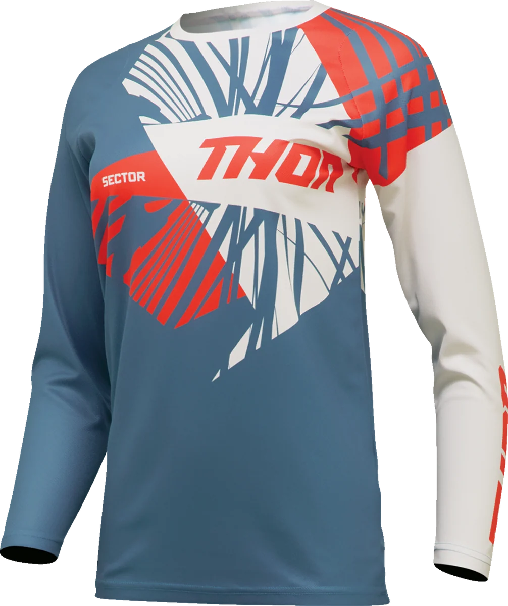 Exceptional THOR Women's Sector Split Jersey - Blue Steel Vintage White - XL 2911-0298 Environmentally Friendly