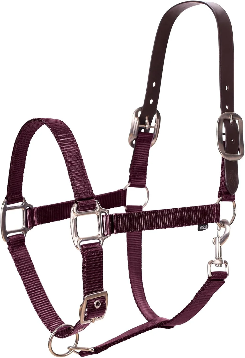 Reusable Equinavia Loki Adjustable Breakaway Horse Halter - Wine Red - Pony Official