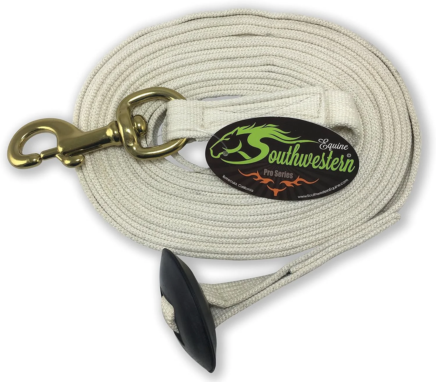 Convenient Southwestern Equine Lunge Line for Horses Cotton Horse Lunge Line with Bolt Snap Rubber Stop White 24' Practical