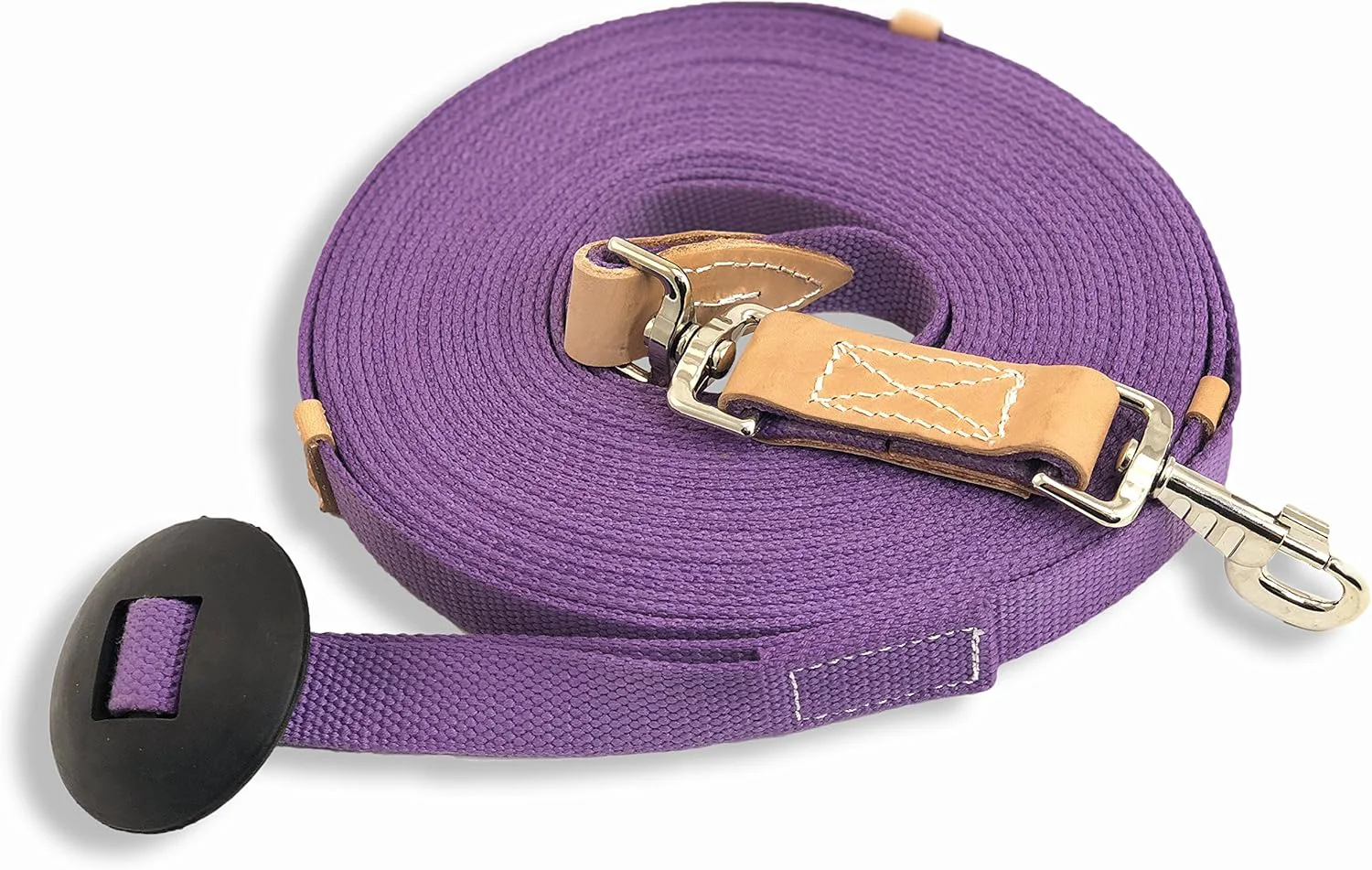 Durable Southwestern Equine 35' Flat Cotton Web Lunge Line with Bolt Snap Rubber Stop 35' Lavender Original Design