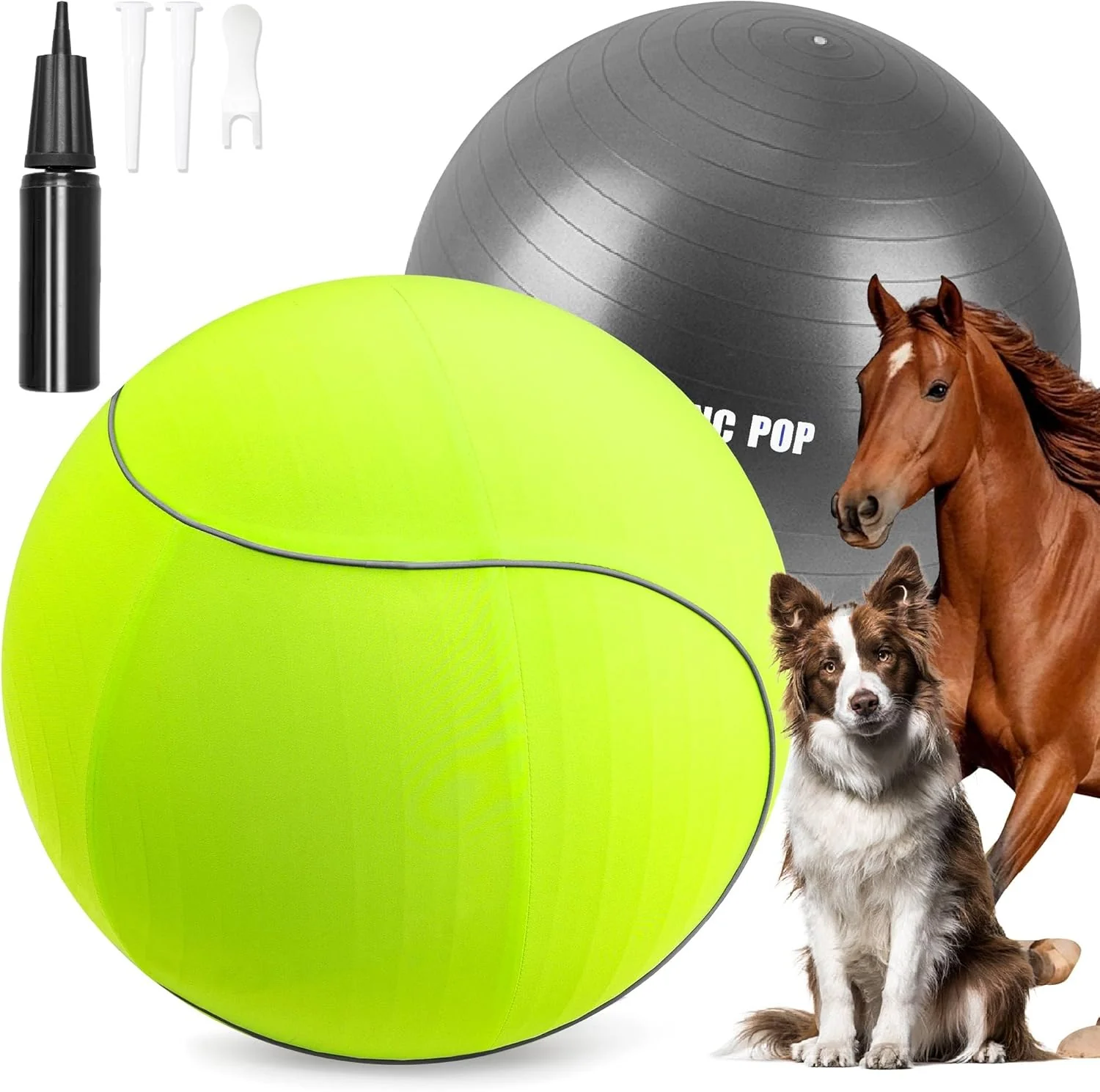 Flexible Herding Ball for Dogs Horses - 20 with Cover Large Green Ball with Pump First-Class
