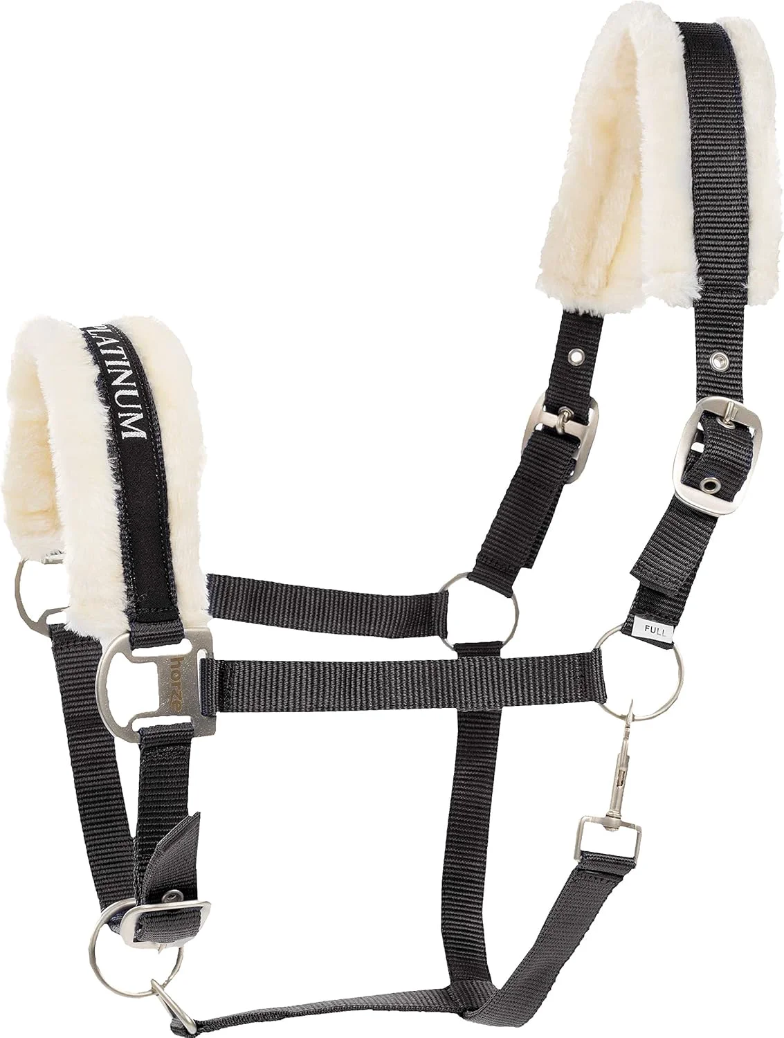 Quality HORZE Howard Soft Fleece Padded Adjustable Polyester Horse Halter - Black - Warmblood Stylish