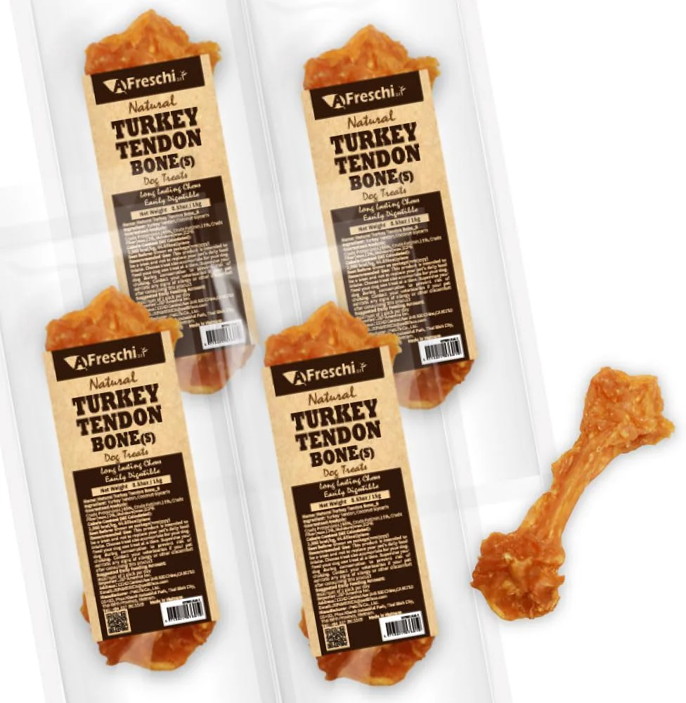 Sustainable Afreschi Natural Turkey Tendon Bone S Pack of 4 Dog Treats for Signature Series All Natural Human Grade Puppy Chew USA-Sourced Turkey Tendon Hypoallergenic Rawhide Fashionable