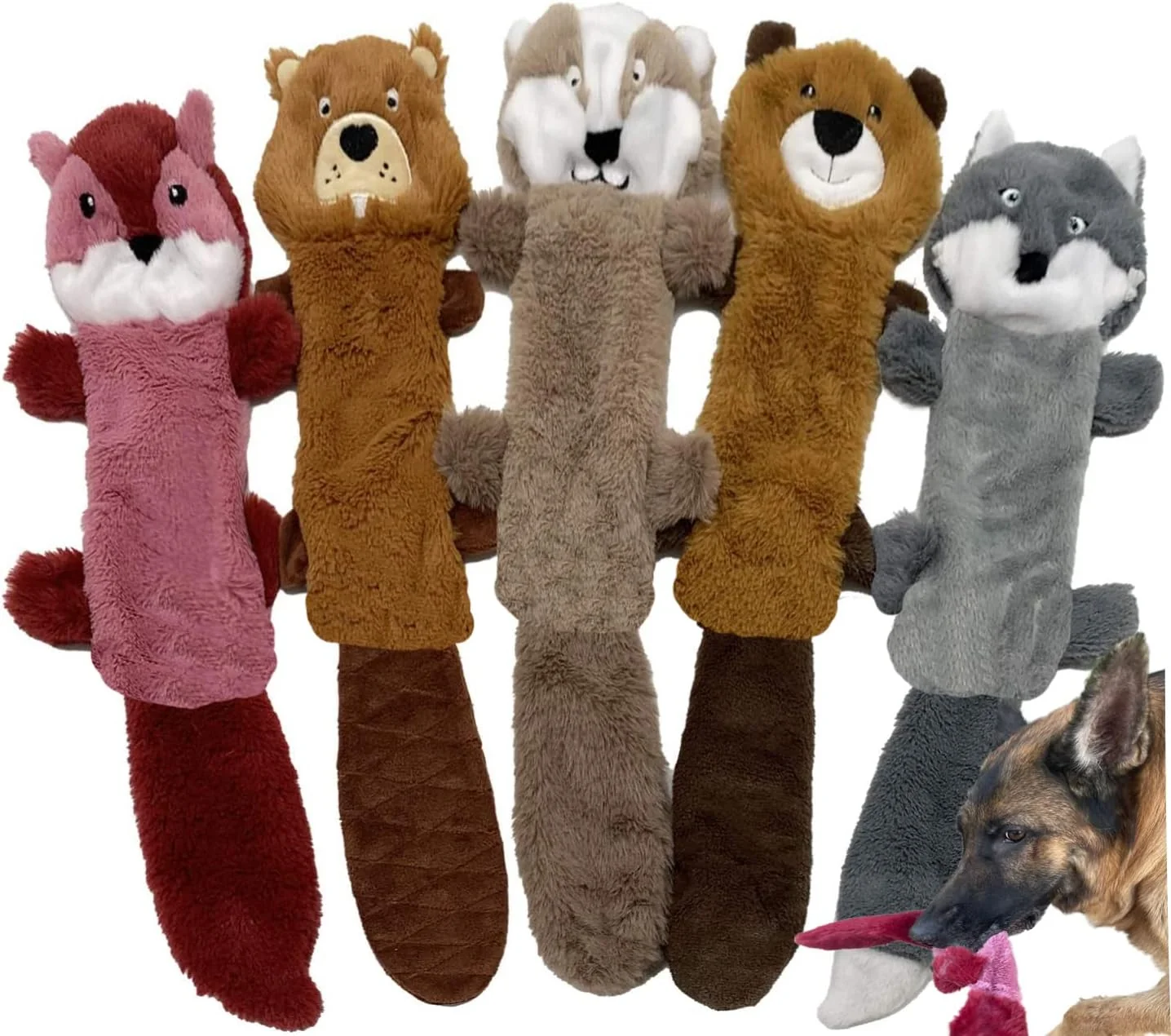 Smart Jalousie 5 Pack Stuffingless Dog Squeaky Toys Dog Toy w Durable Liner No Stuffing Dog Toy - Dog Toys Crinkle Paper Squeaker Toy for Medium Large Dogs 5 Pack - Color 4 - Squeaky Crafted
