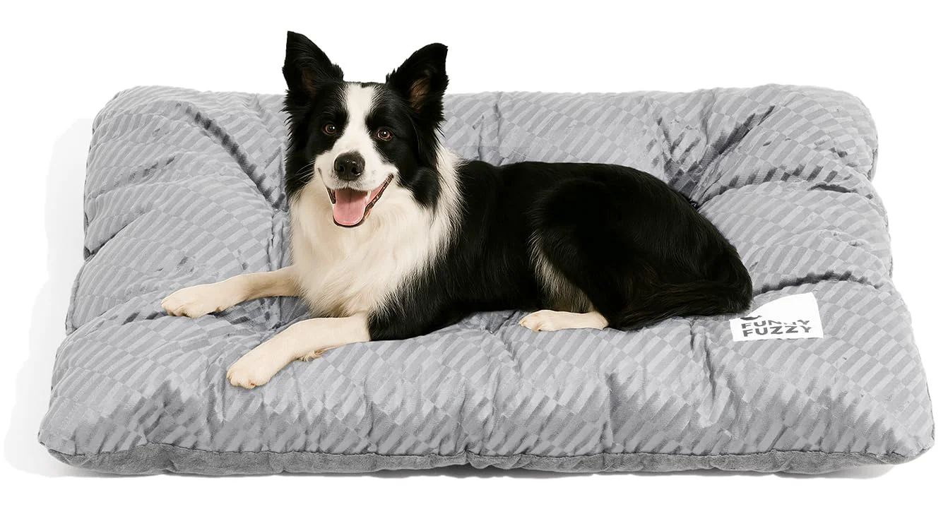 Trendy FUNNY FUZZY Washable Dog Bed - Reversible Plush Crate Mat for Large Medium Dogs 41.7 x 28.3 in Smart