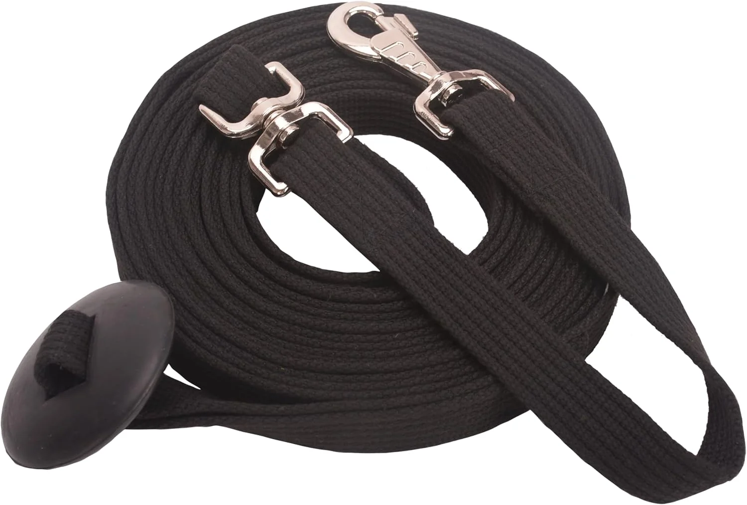 Original Cord Cotton Lunge Line with Rubber Stop，Equine Lunge Line for Horses with Swivel Bolt Snap，24 ft Black 24ft Verified