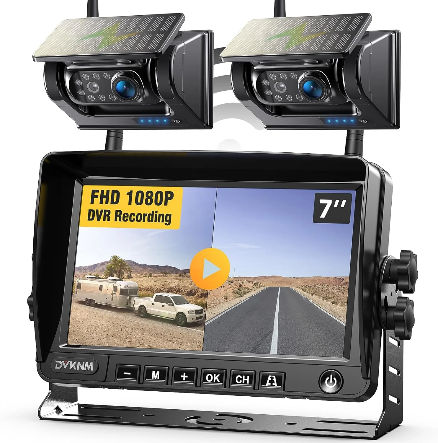 High-Grade 2 Magnetic Solar Wireless Backup Camera HD1080P 3 Mins DIY Installation DVR 7 IPS Monitor Rechargeable Reverse Camera System for Hitching Gooseneck Horse Trailer Fifth Wheels Car RV Truck AP7-2 Efficient