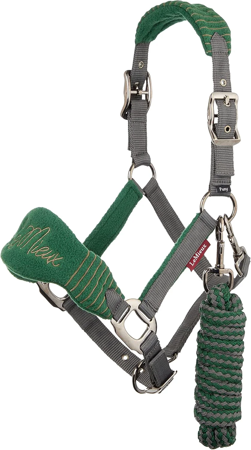 Recyclable LeMieux Vogue Fleece Headcollar - Halter Leadrope - Extra Padding Adjustable at Curb and Poll Strap Fashionable