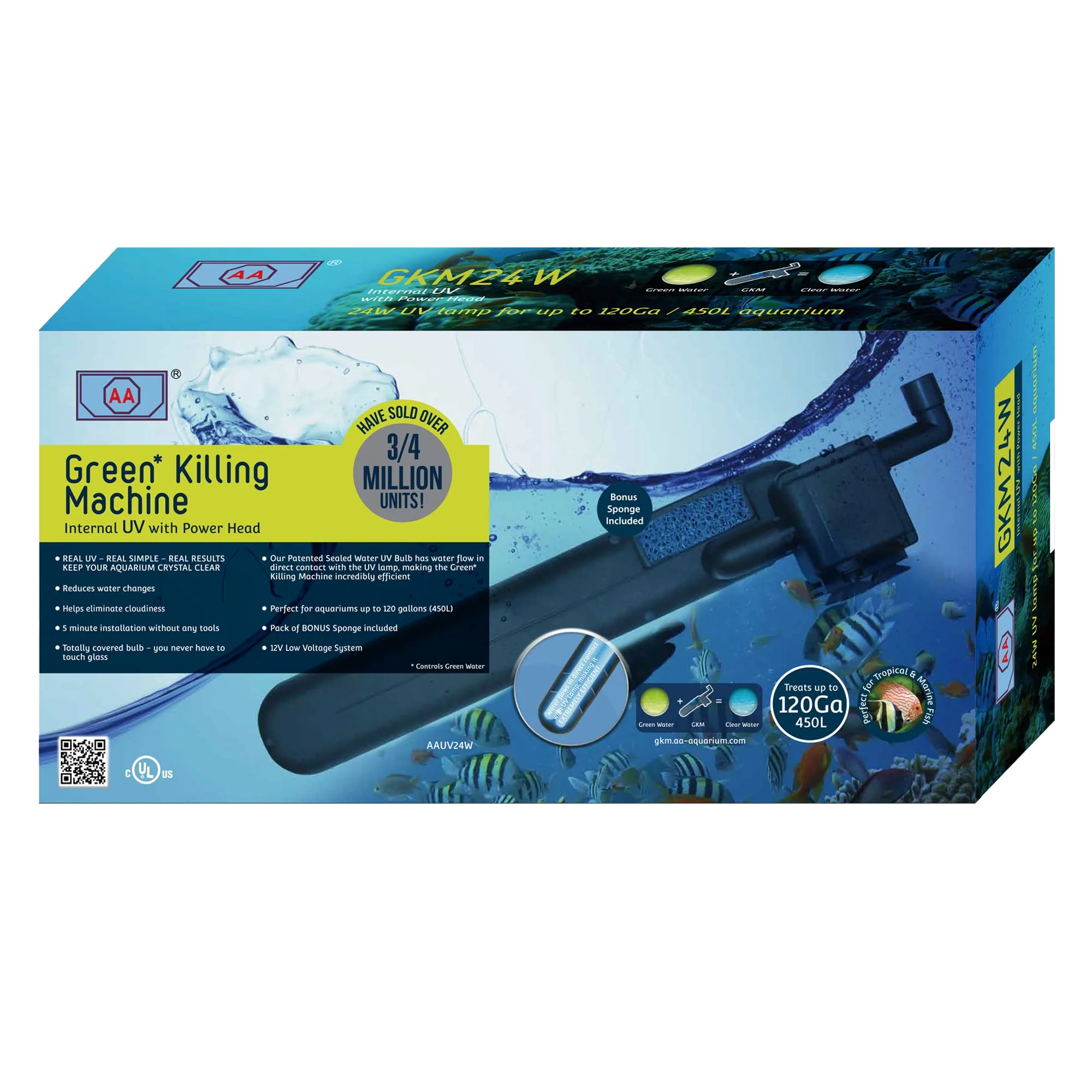 Responsible AA GKM24W Internal UV System for Aquariums up to 120 Gallons - Black Consistent