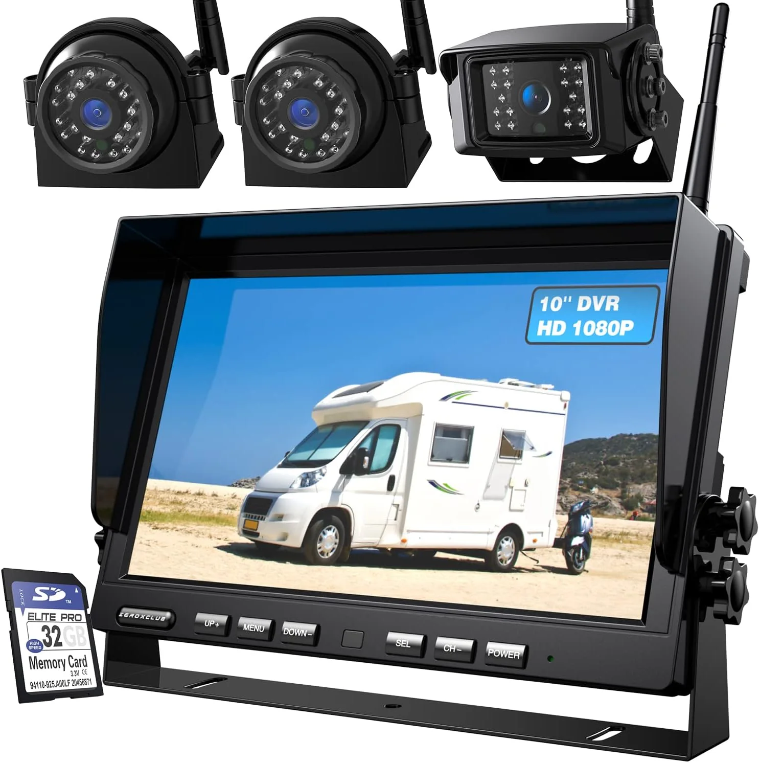 Exceptional 1080P Wireless Backup Camera System with 10 Inch DVR 4 Split Monitor IP69 Waterproof Stable Signal Record Wireless 1 Rear and 2 Side View Cameras for RV Truck Trailer Camper BW103 Optimized