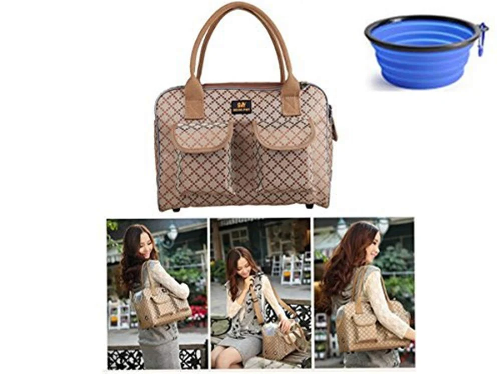 Prestigious Hubulk Dog Carrier Bag • Pet Tote Bag with Collapsible Dog Bowl – M Khaki World-Class