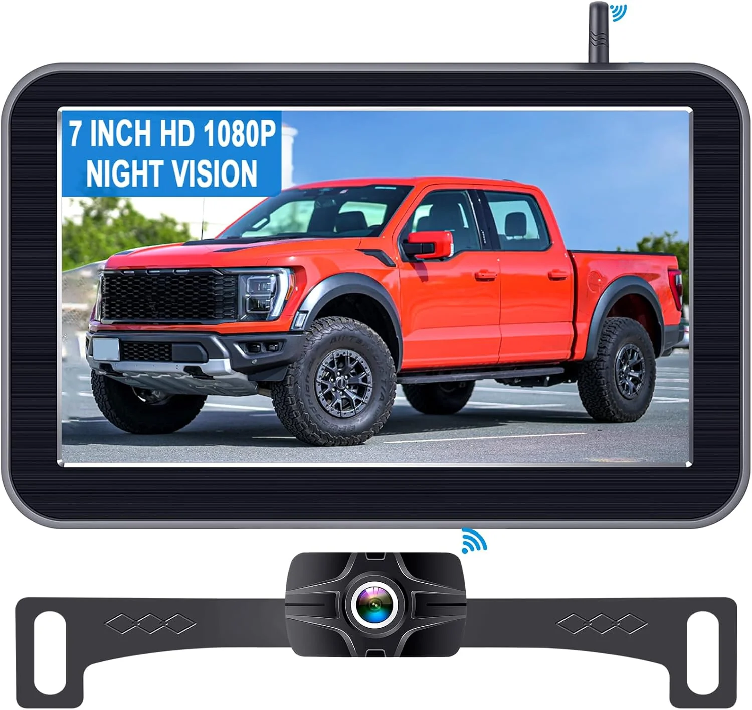 High-Performance 7-Inch Wireless Backup Camera for Truck - 2 Channel DIY Grid Lines HD 1080P Night Vision IP69K Waterproof Backup Camera for Truck Pickup Trailer Cars - Parking Safety Towing Assistance Fine Crafted