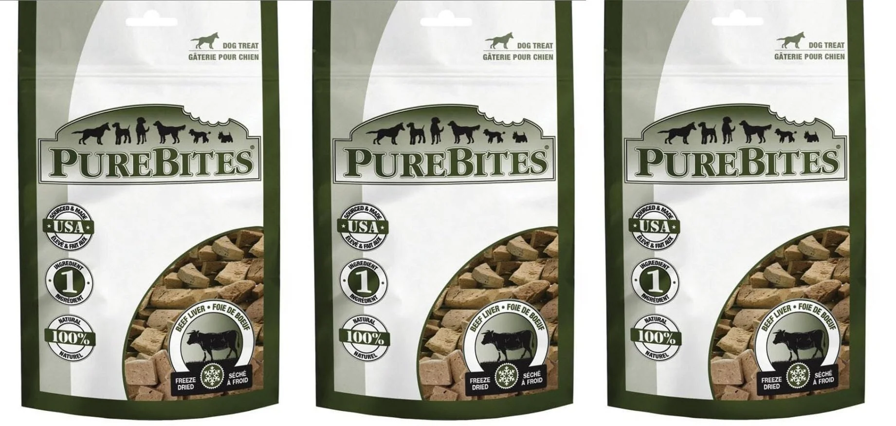 Fast PureBites Beef Liver ze-Dried Dog Treats - 3x4.2oz Bags 12.6oz Luxury