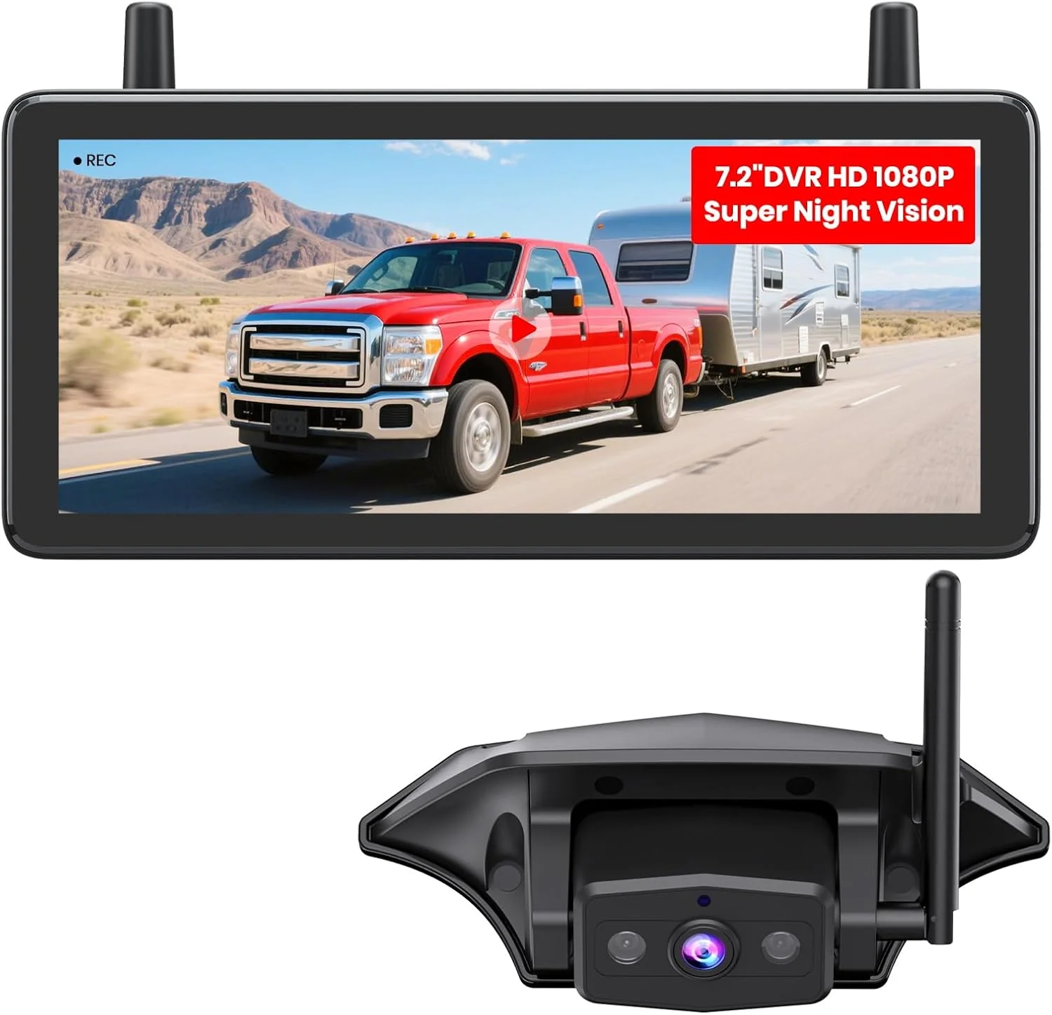 Fine AUTO-VOX RV Backup Camera Wireless Plug and Play Pre-Wired for Furrion System IR Night Vision HD 1080P 7.2'' DVR 3-Channels Stable Signal Wide Angle Rear View Camera for Trailer Camper Motorhome Premium