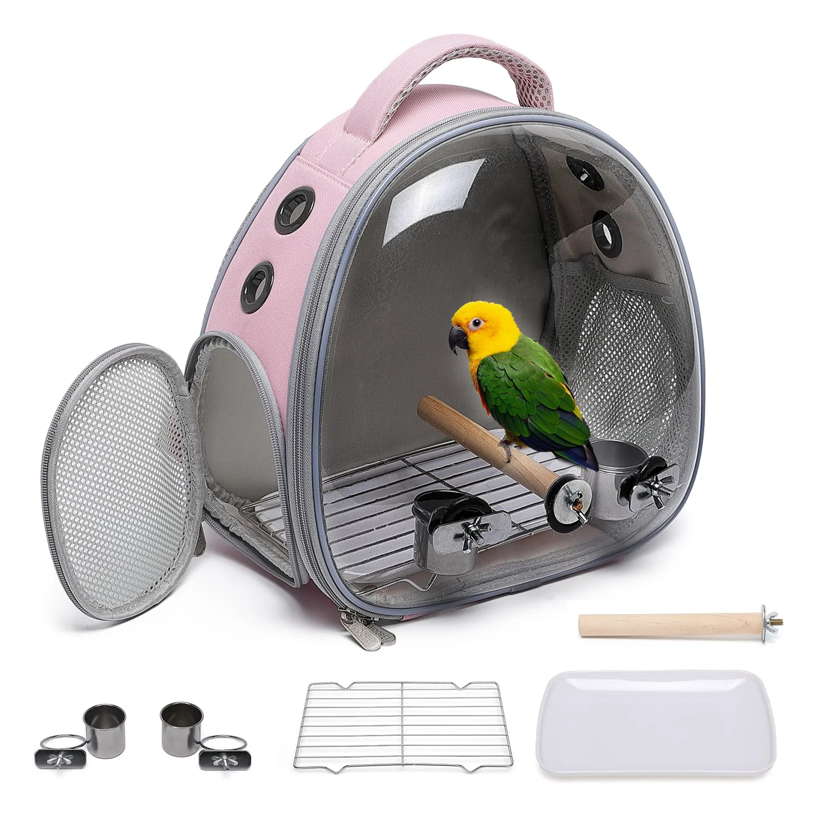 High-End ioview Portable Travel Pet Backpack Carrier – Breathable Pink for Small Pets High-Quality