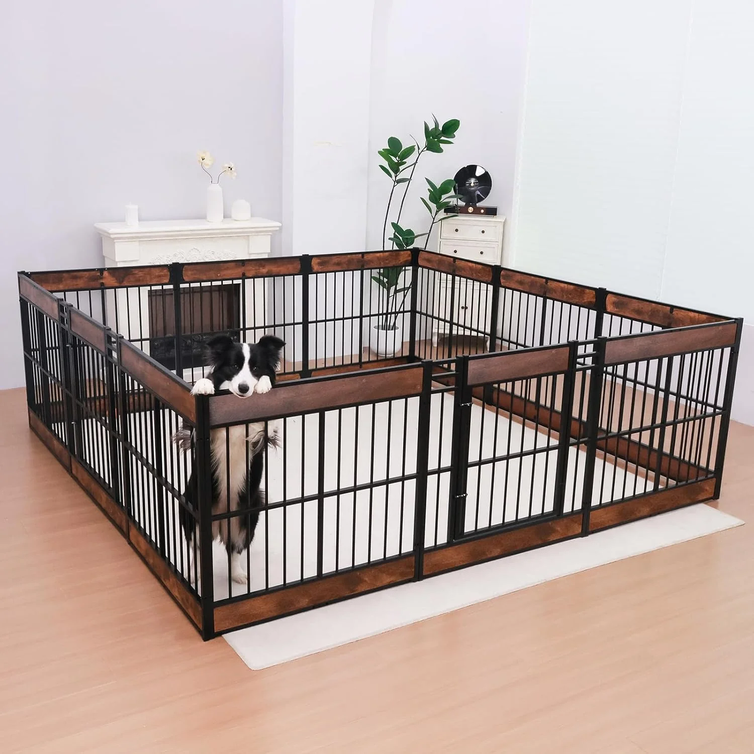 Next-Generation Dog Playpen 35.4 Height Dog Pen Indoor Heavy Duty Safe and Sturdy Furniture Style Puppy Pen 12 Panels 35.4 High Rustic Brown Long-Lasting